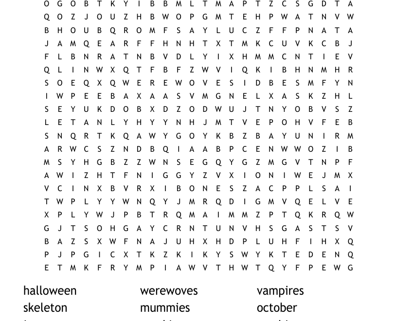Halloween Word Search WordMint