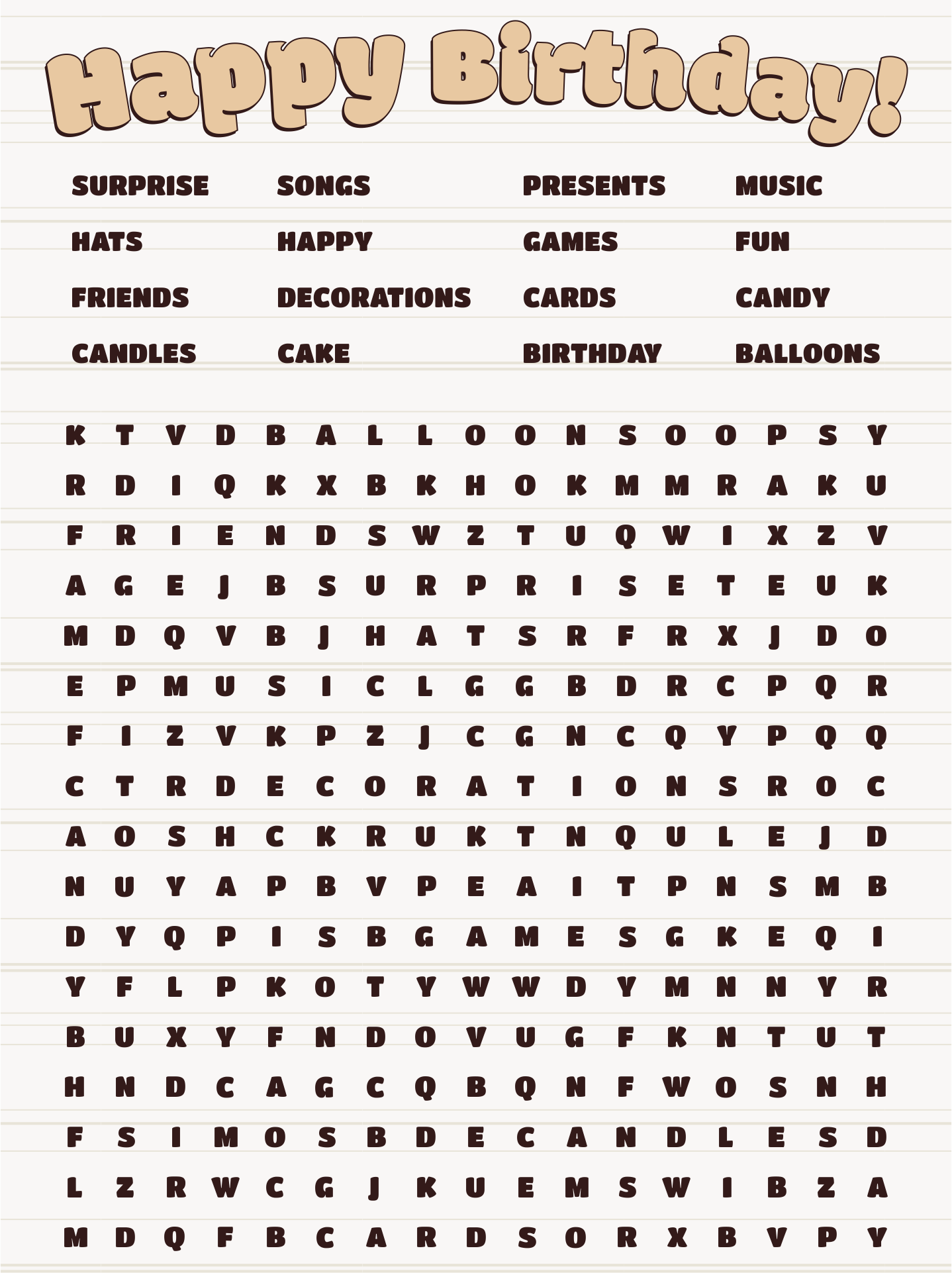 Happy Birthday Word Search 11 Free PDF Printables Printablee