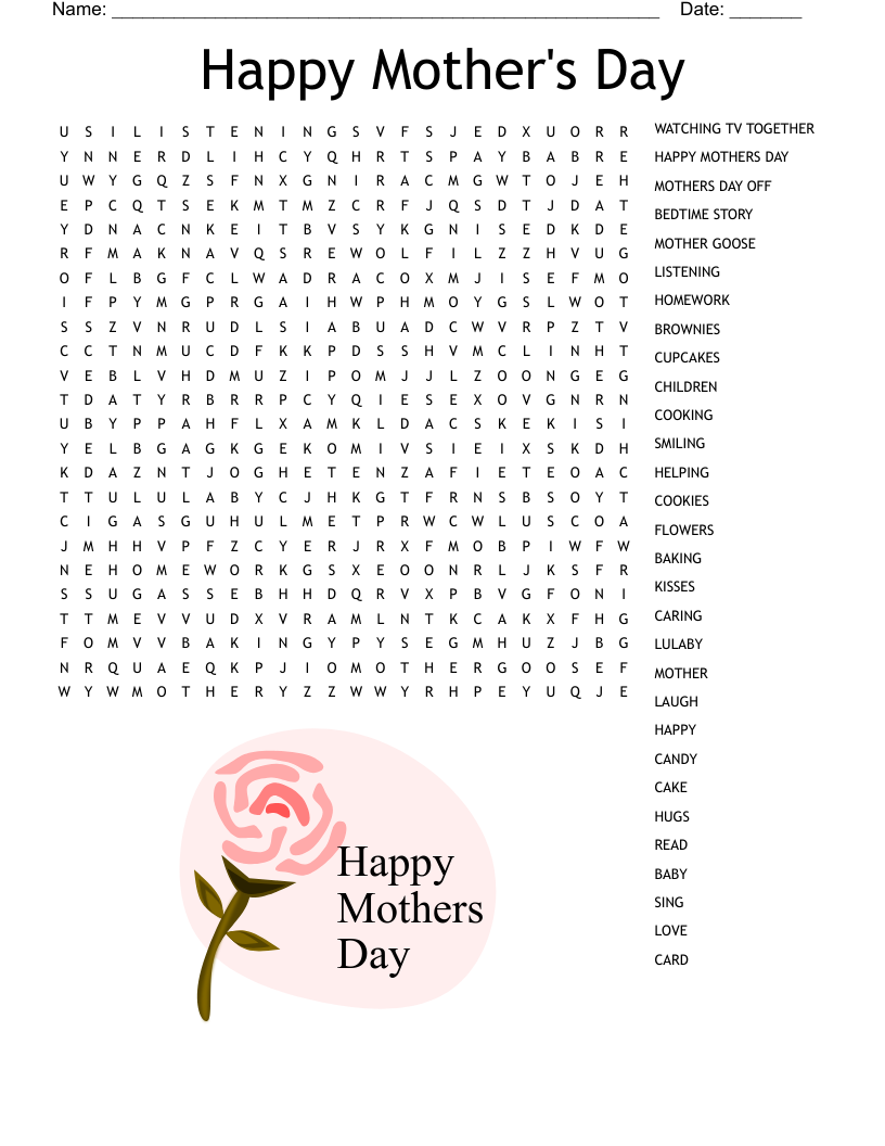 HAPPY MOTHERS DAY Word Search WordMint