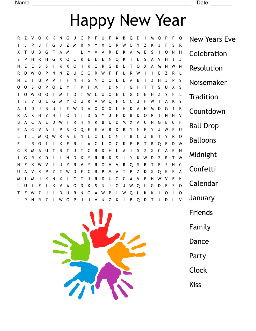 Happy New Year Word Search WordMint