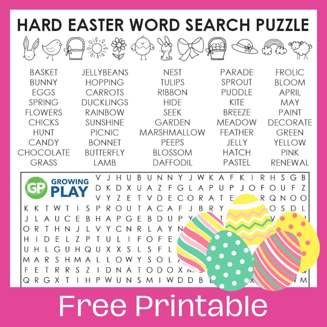 Hard Easter Word Search Printable Free Growing Play
