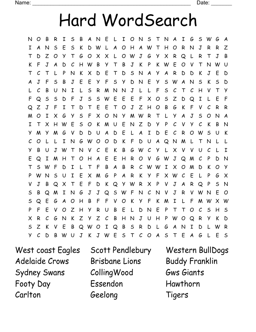 Hard WordSearch WordMint