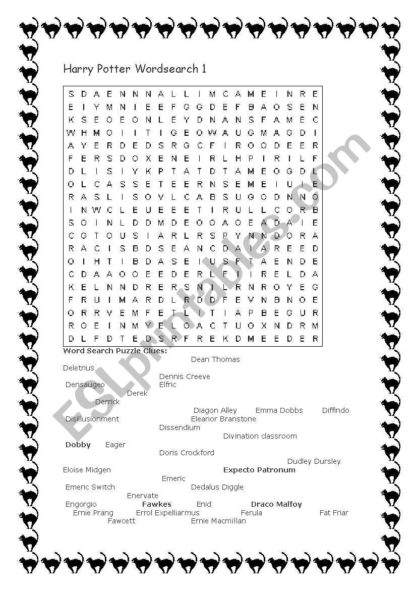 Harry Potter Movie Word Search Puzzle ESL Worksheet By Julierk