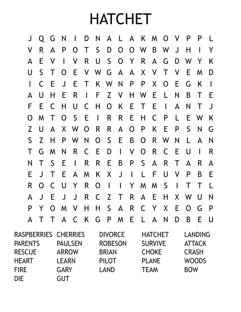 HATCHET Word Search WordMint