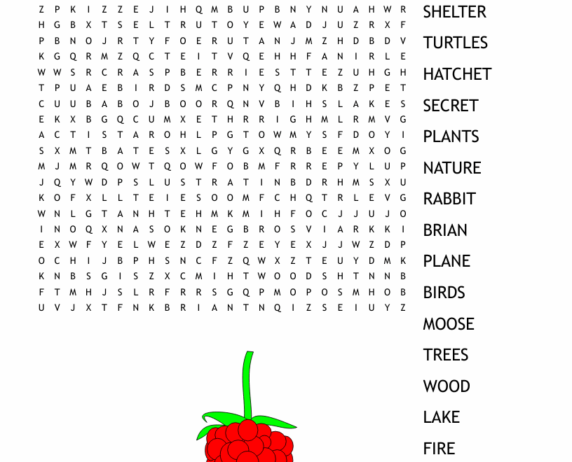 Hatchet Word Search WordMint