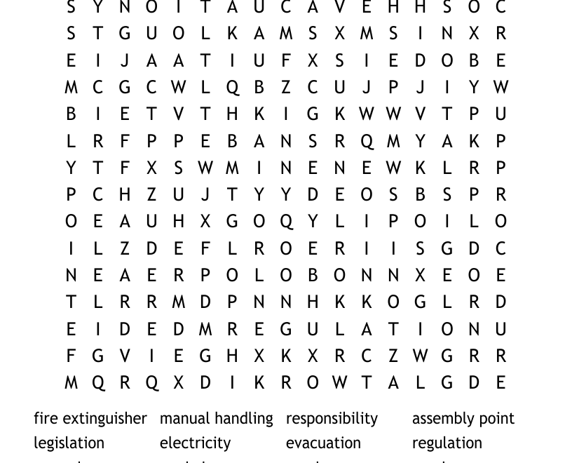 Health And Safety Word Search WordMint