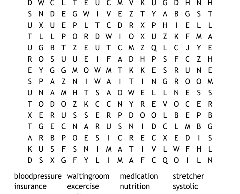 Healthcare Word Search WordMint