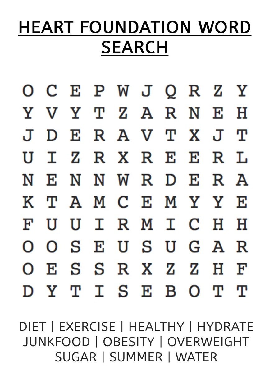 Heart Foundation On X How Quick Are You Eyes For Your Health Complete Our Word Search Puzzle areyoudrinkingyourselfsick drinkwaterinstead lesssugarmorelife hfj hcc healthylife Https t co rDG1AokGg2 X