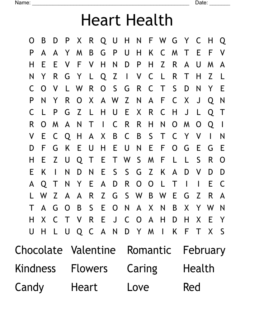 Free Health Word Searches Printables