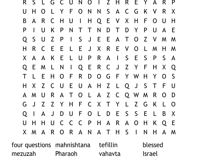 Hebrew Prayer Word Search WordMint