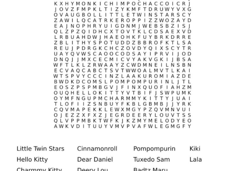 Hello Kitty Word Search