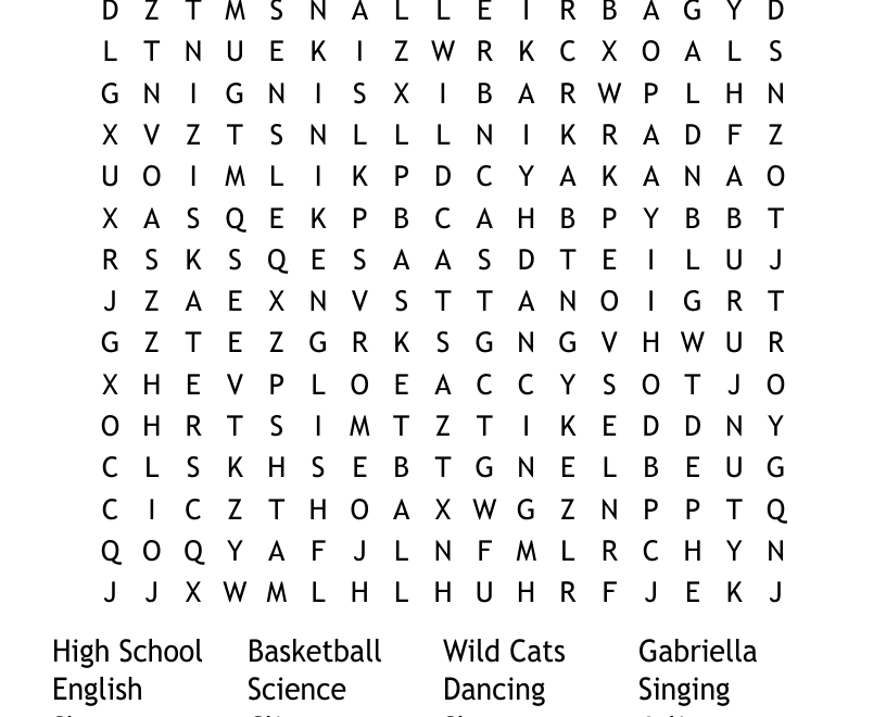 High School Musical Word Search WordMint