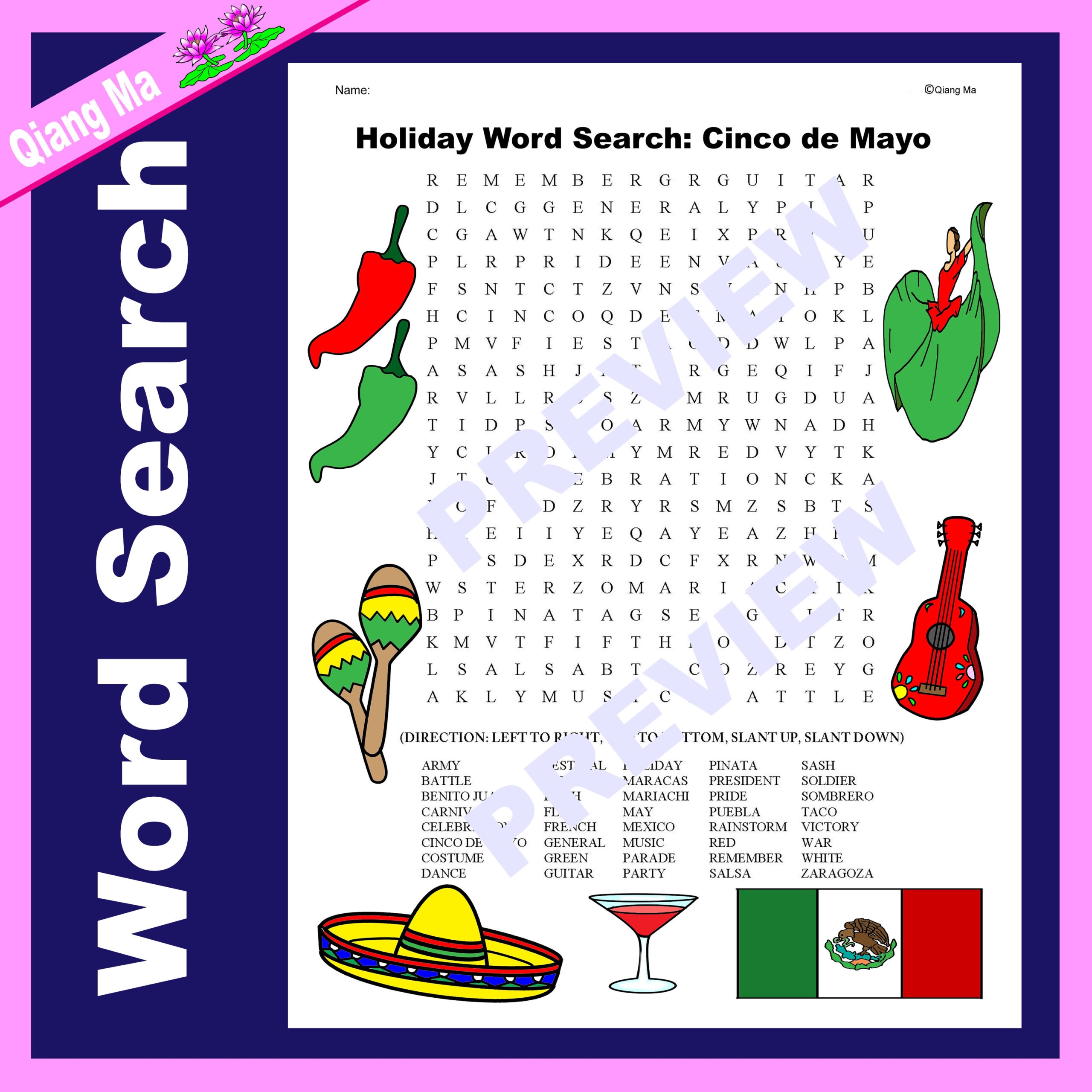 holiday word search cinco de mayo made by teachers