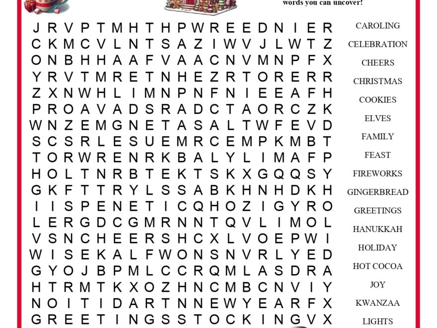 Holiday Word Search For Kids