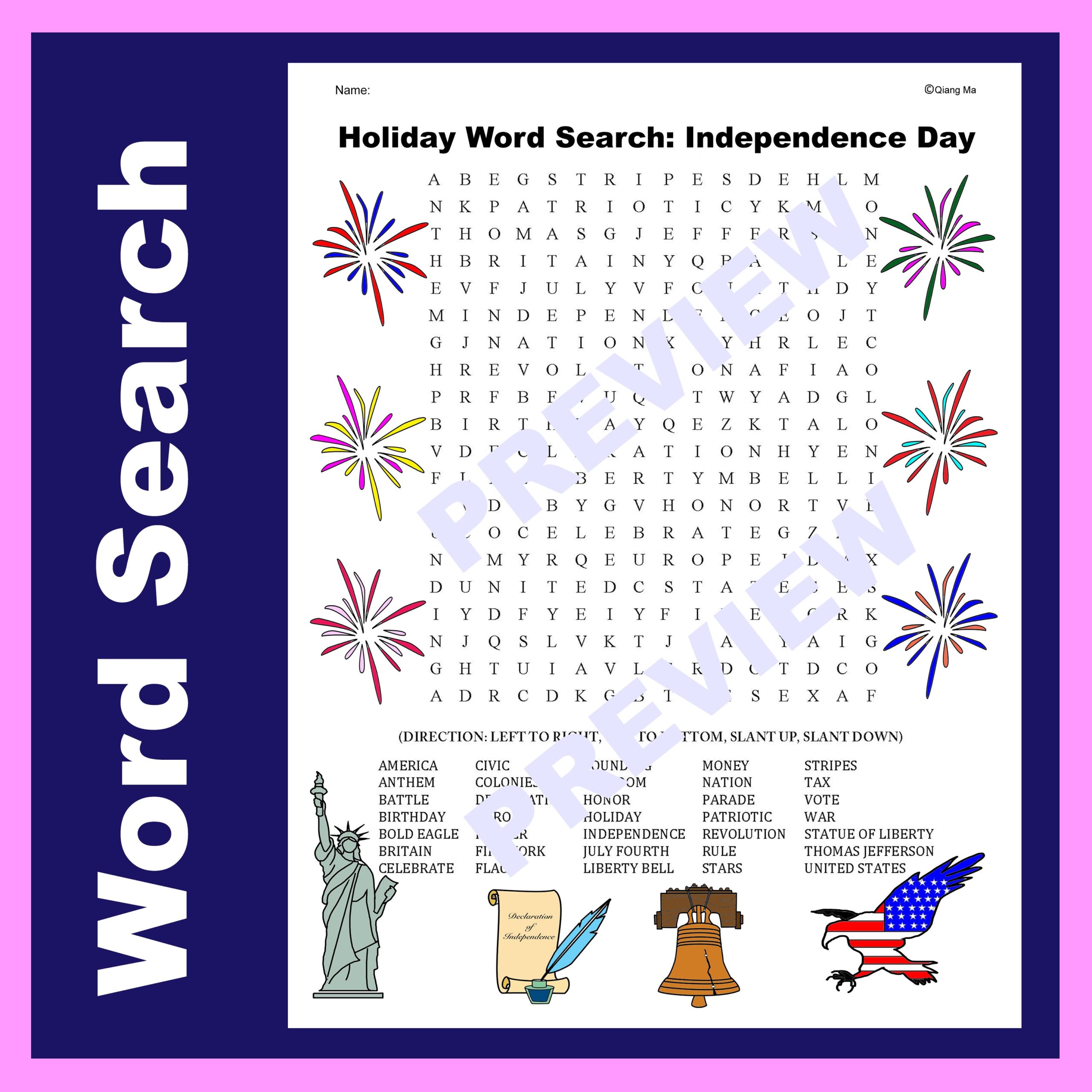 Hard Holiday Word Search Printable