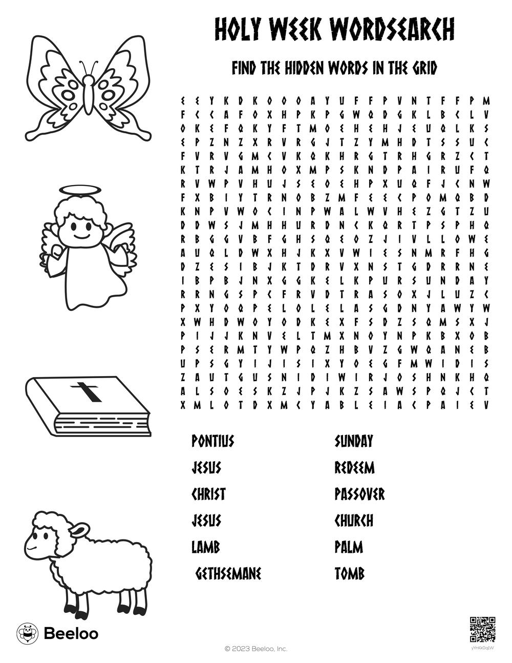 Holy Week Wordsearch Beeloo Printable Crafts And Activities For Kids