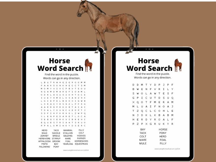 Horse Word Search Printables LovingHomeschool