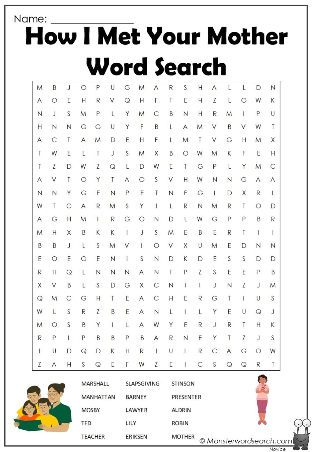 How I Met Your Mother Word Search Monster Word Search