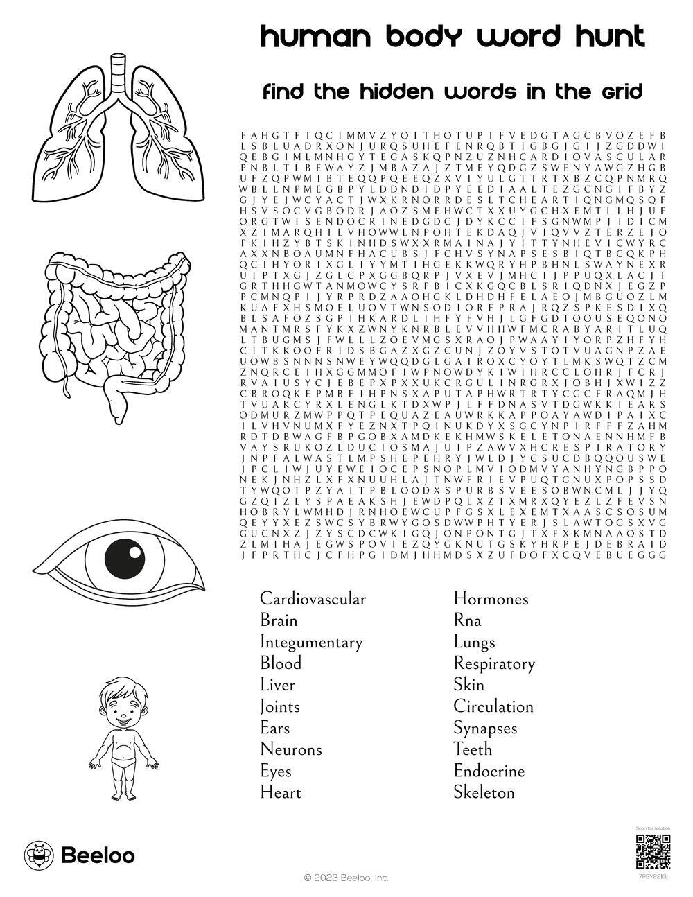 Human Body themed Word Searches Beeloo Printable Crafts And Activities For Kids