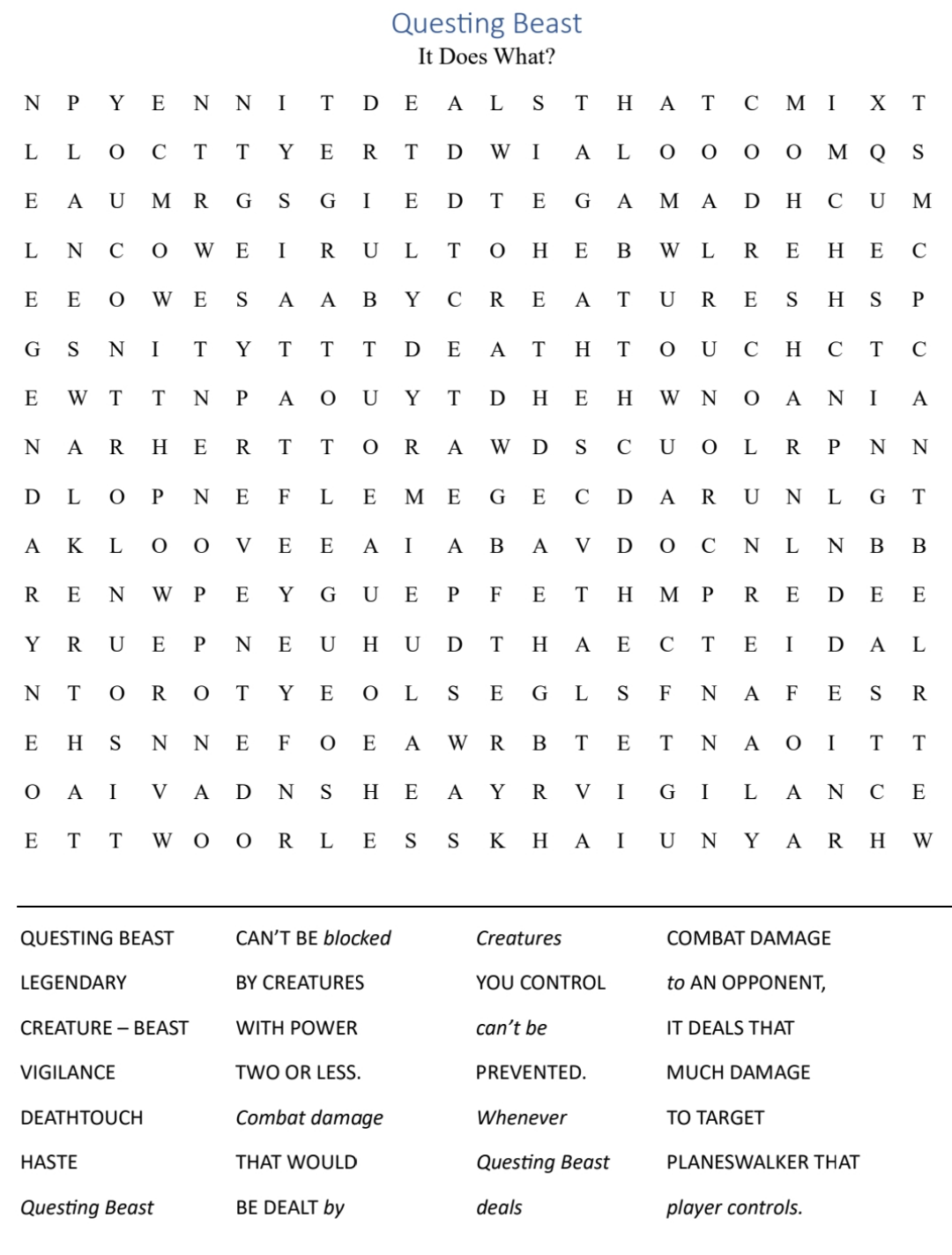 I Turned Questing Beast Into A Word Search R magicTCG