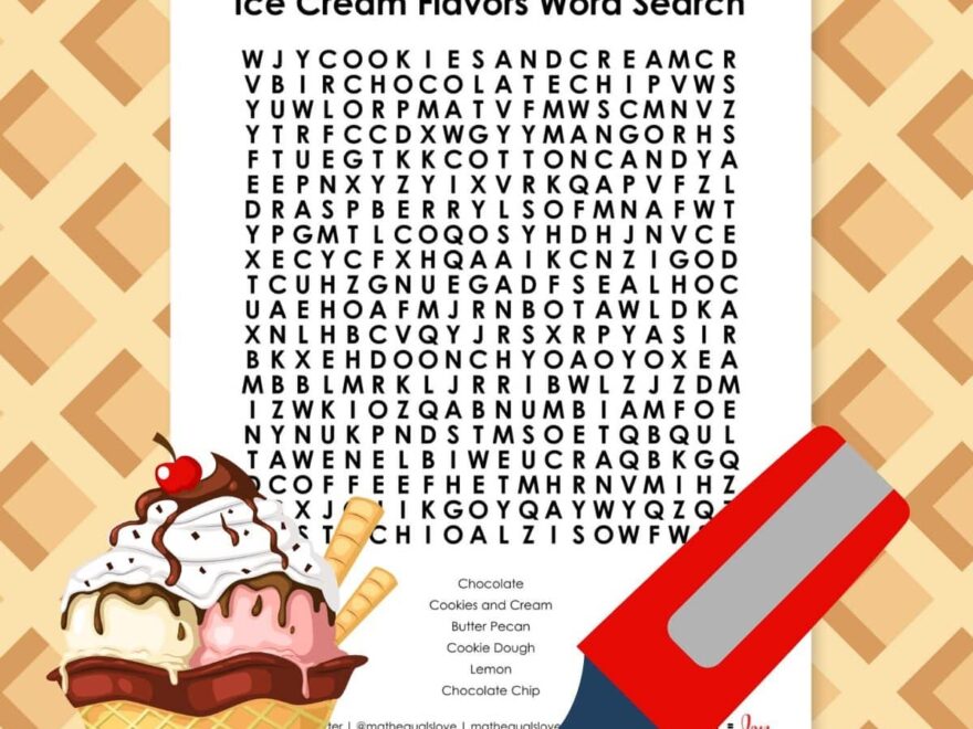 Ice Cream Flavors Word Search Puzzle Free PDF