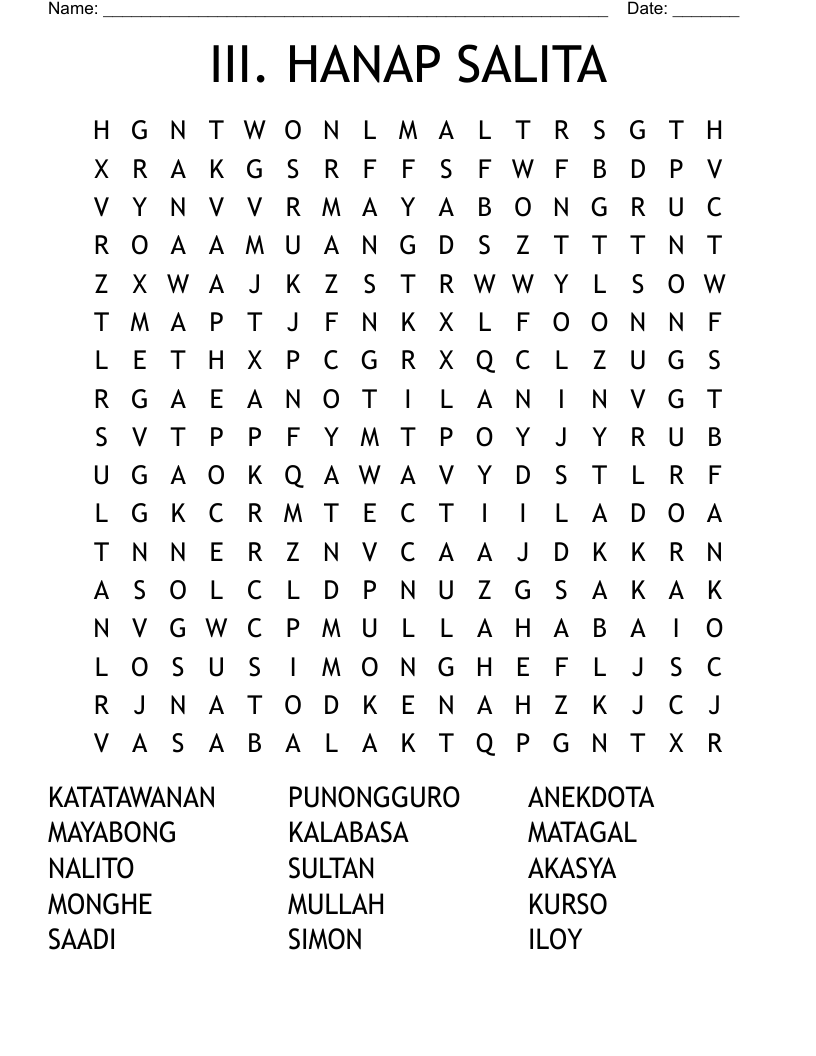 III HANAP SALITA Word Search WordMint