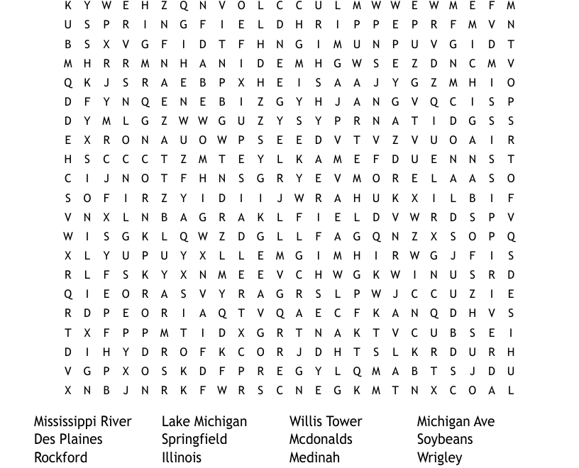 Illinois Word Search WordMint