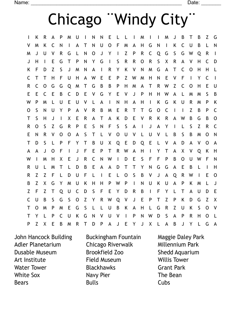 Illinois Word Search WordMint