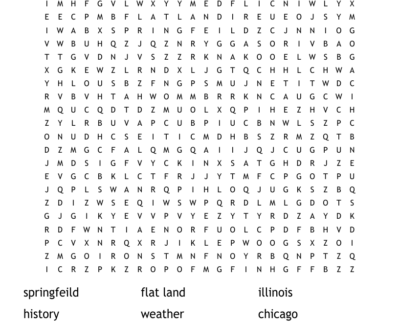 Illinois Word Search WordMint