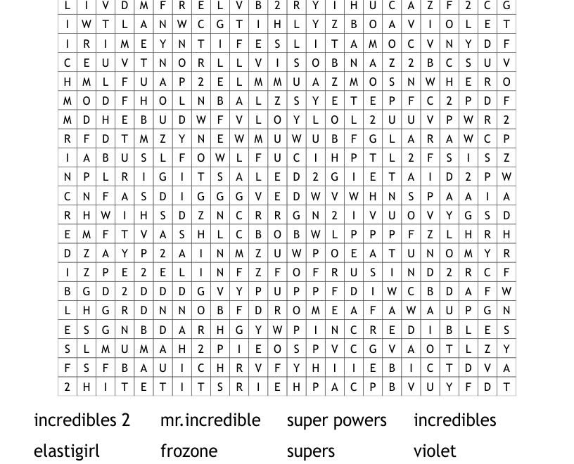 Incredibles Search Word Search WordMint
