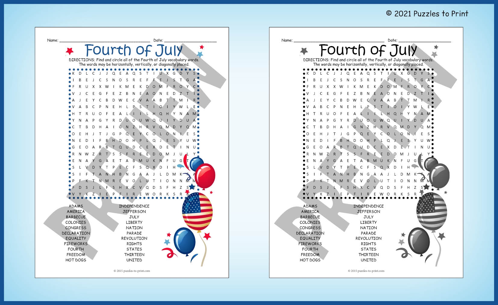 INDEPENDENCE DAY Activity 4th Of July Word Search Worksheet Made By Teachers