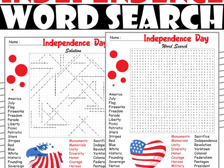 Independence Day Word Search Puzzle 4th Of July Word Search Activities Made By Teachers