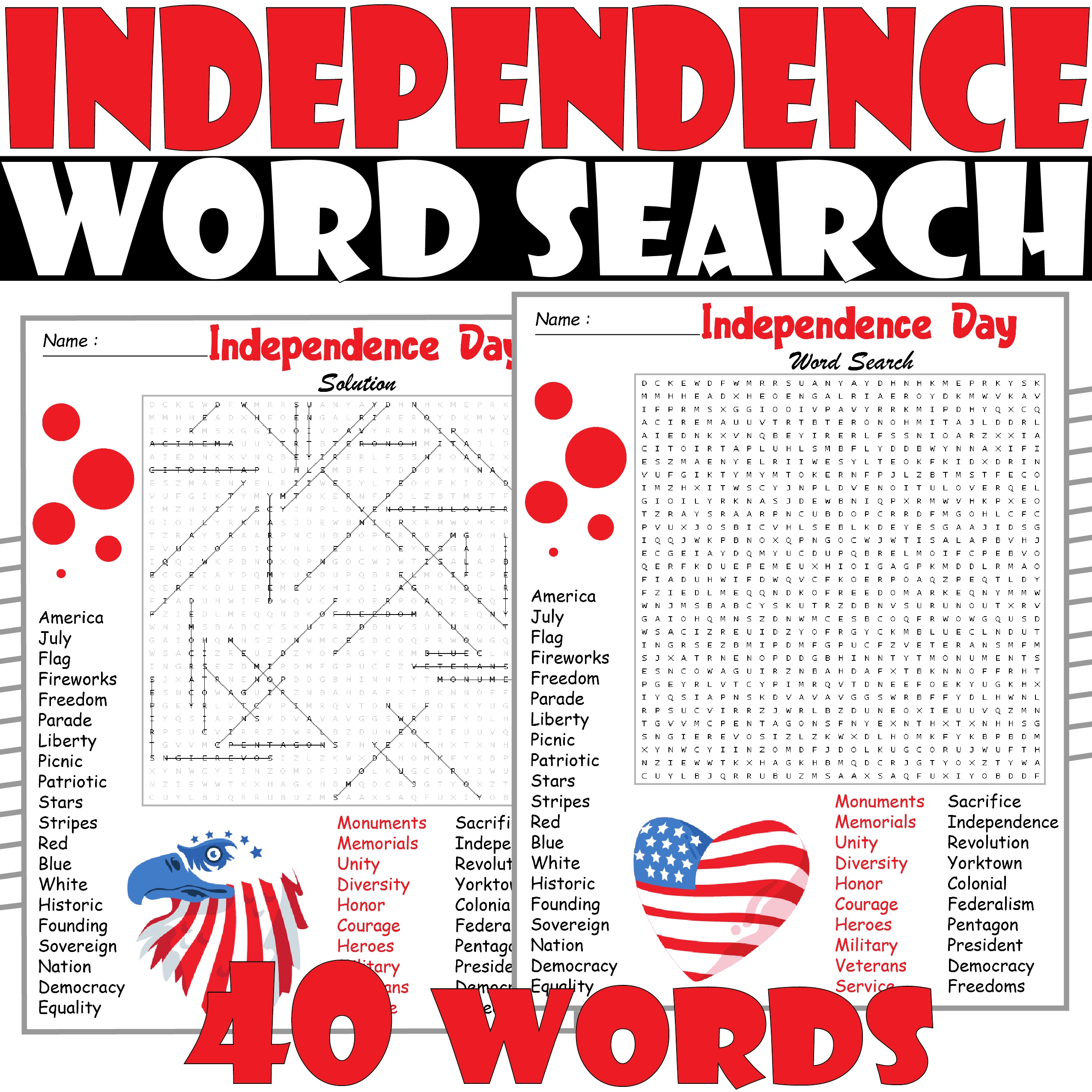 Independence Day Word Search Puzzle 4th Of July Word Search Activities Made By Teachers