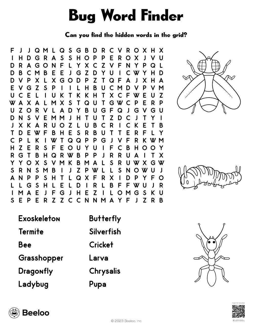 Insect themed Word Searches Beeloo Printable Crafts And Activities For Kids