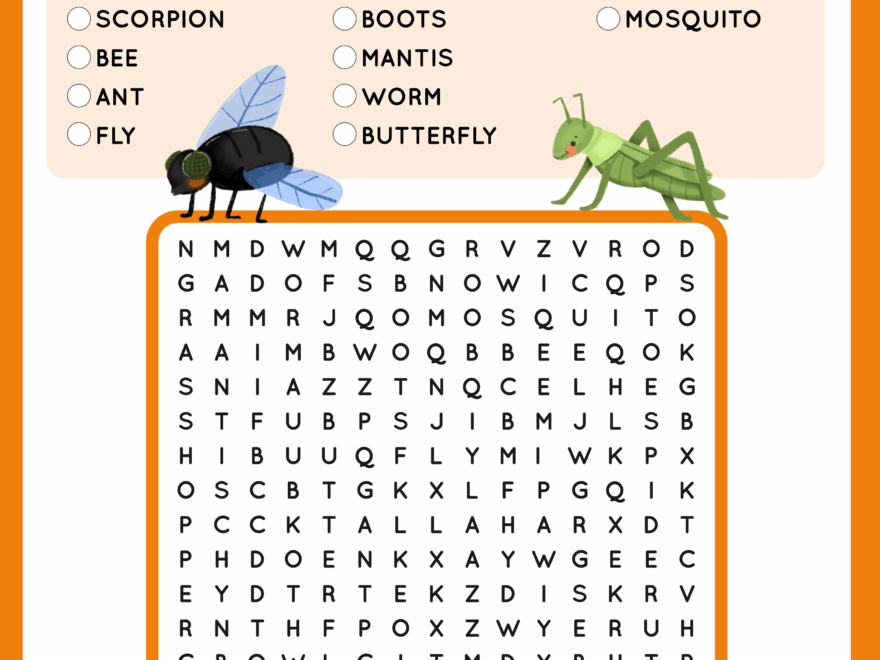 Insects Word Search Free Game For Kids SKOOLGO