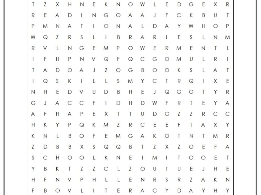 International Literacy Day Word Search Monster Word Search