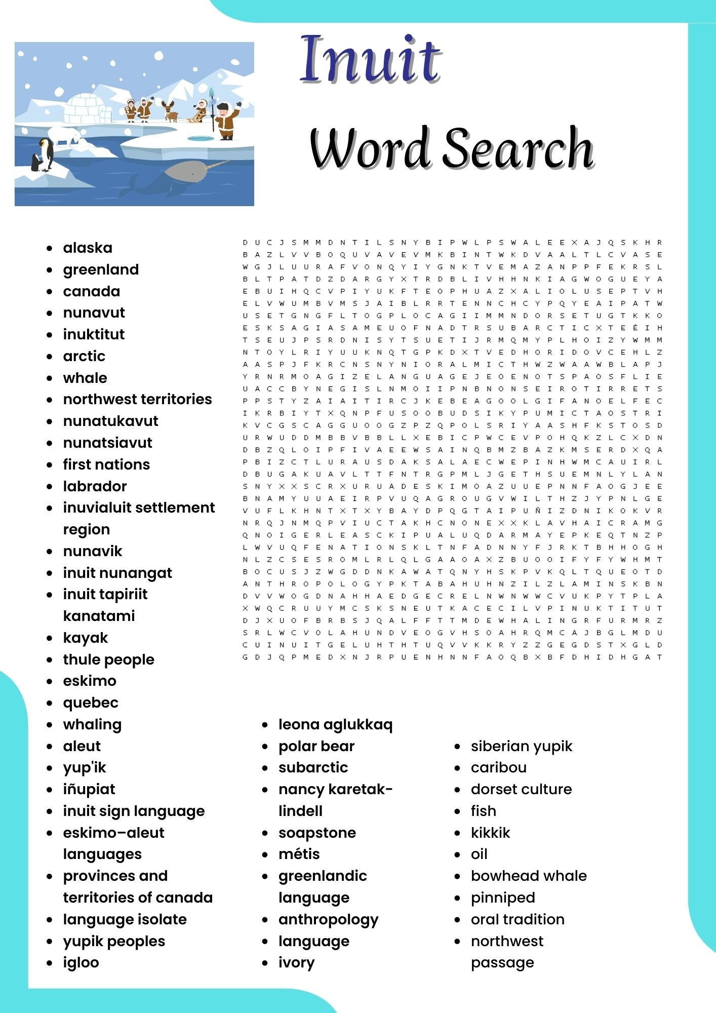 Inuit Word Search Puzzle Worksheet Activities For Kids Made By Teachers Inuit Word Search Puzzle Worksheet Activities For Kids Made By Teachers