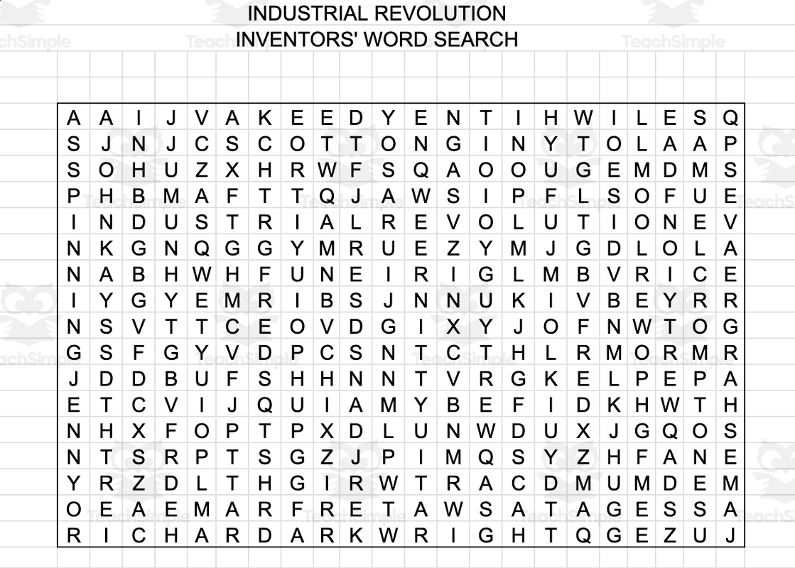 Inventors Of The Industrial Revolution Word Search By Teach Simple