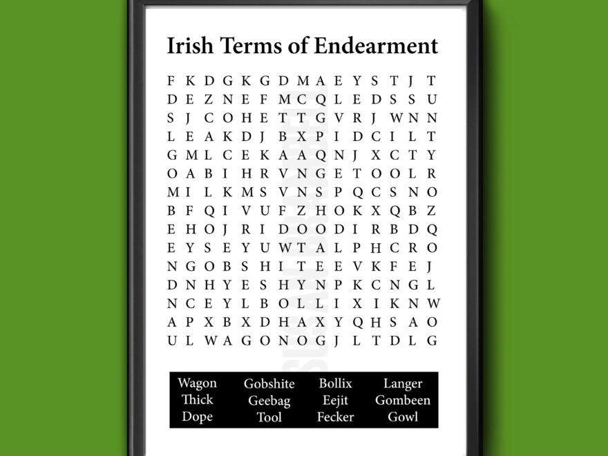 Irish Swear Words Word Search Print By The Word Bird Word Art Ireland Etsy
