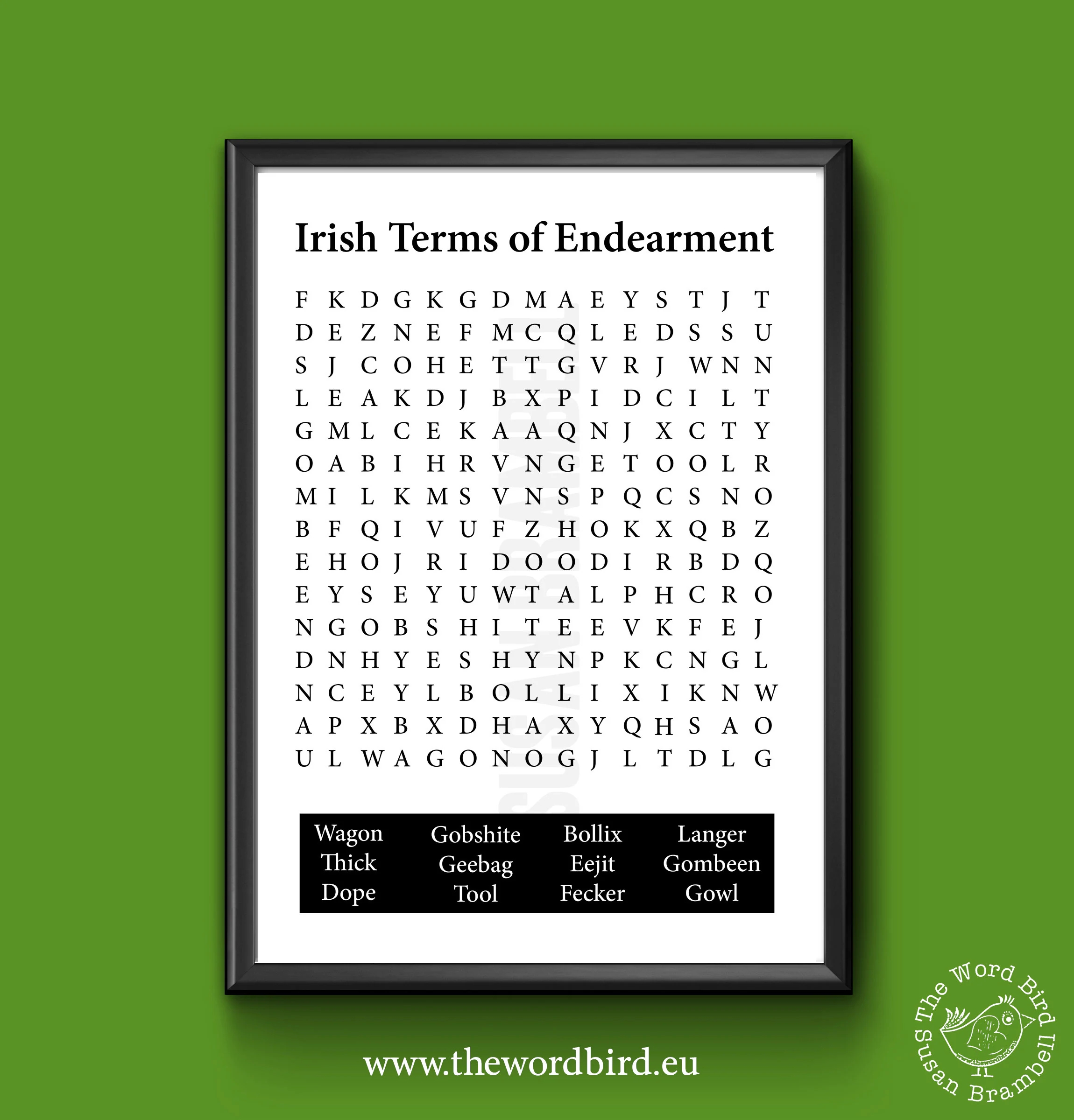 Irish Swear Words Word Search Print By The Word Bird Word Art Ireland Etsy