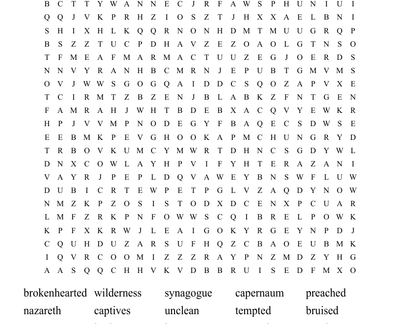 Jairus Daughter Word Search WordMint