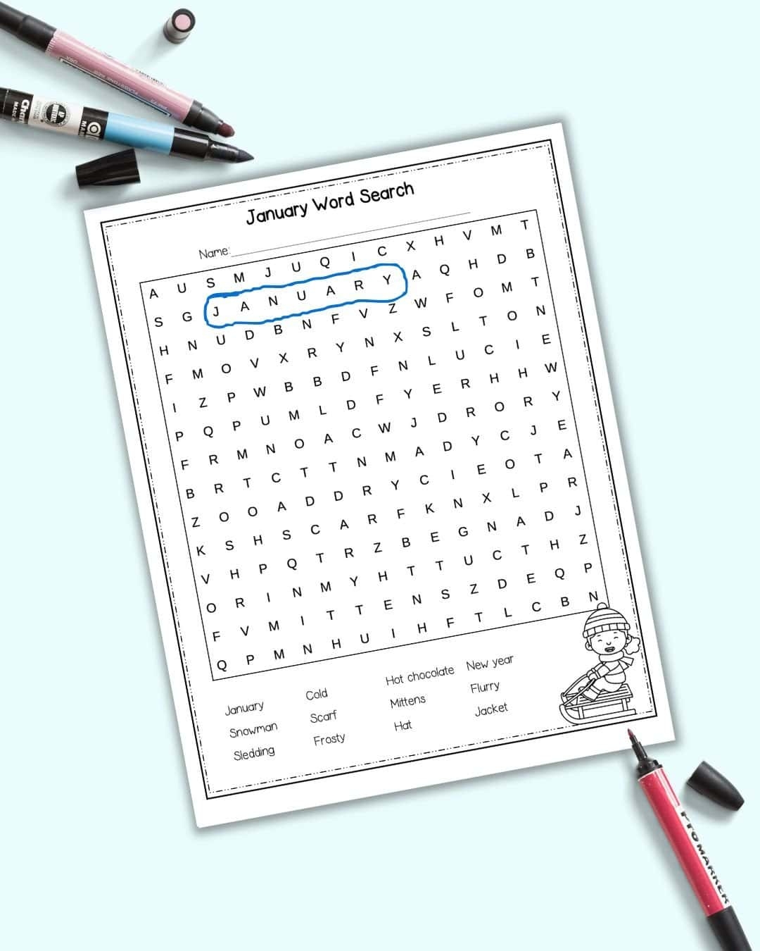 January Word Search Free Printable The Artisan Life
