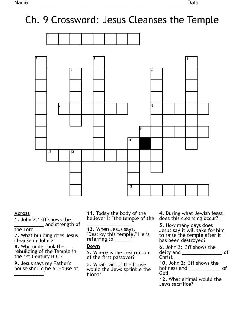 Jesus Cleanses The Temple Word Search WordMint