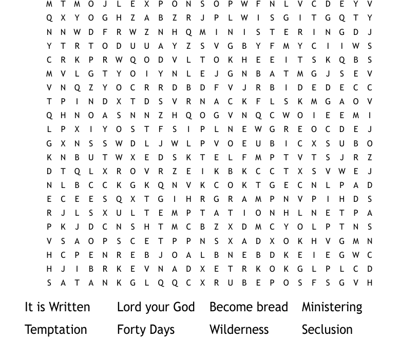 Jesus Temptation In The Wilderness Word Search WordMint