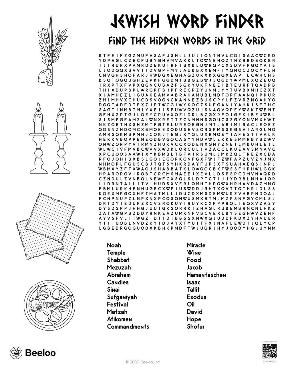 Jewish Word Finder Beeloo Printable Crafts And Activities For Kids