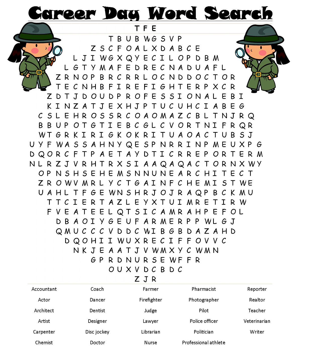 Job Word Search Printable Activity Shelter