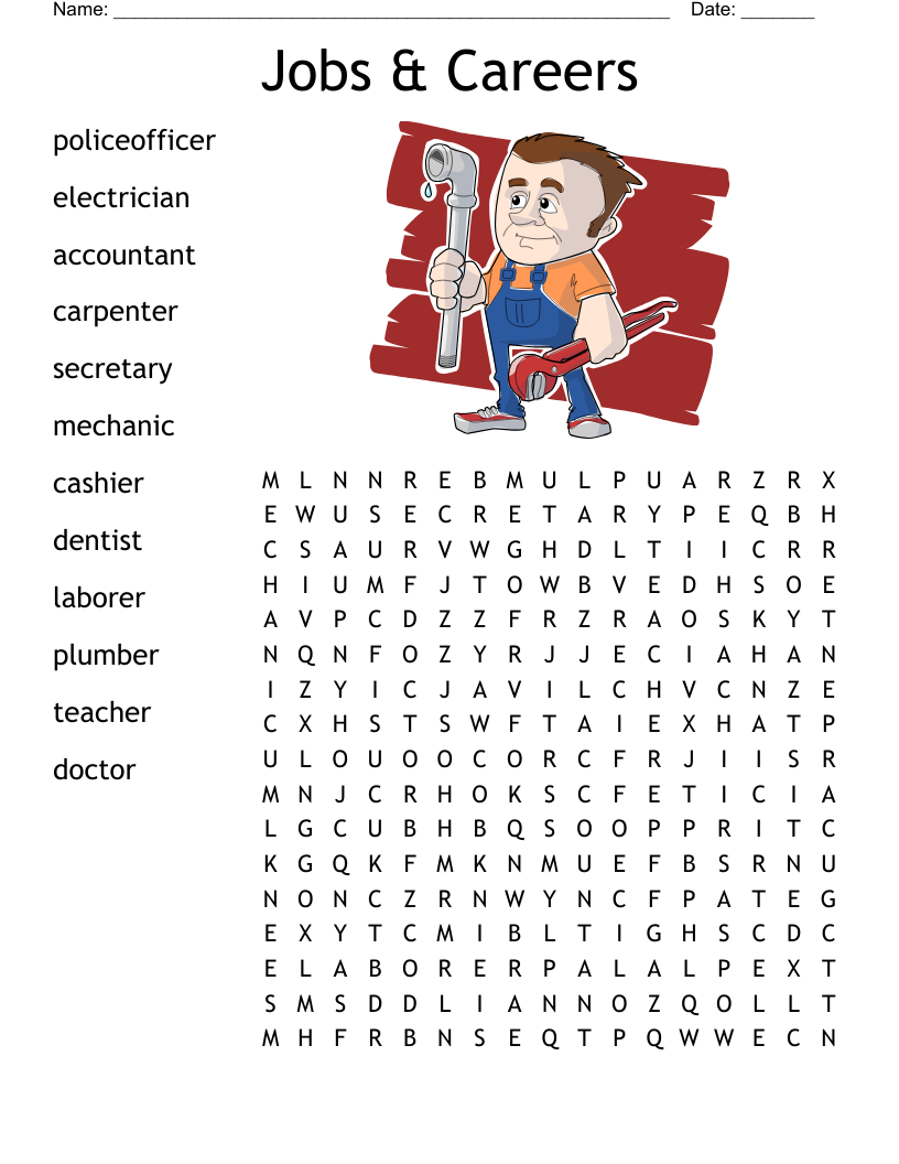 Jobs Careers Word Search WordMint