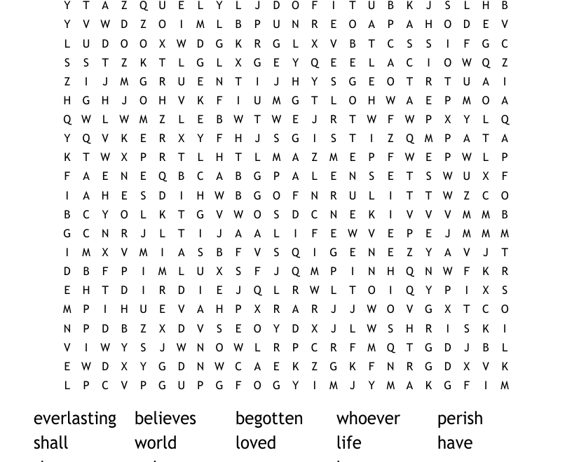 John 3 16 Word Search WordMint