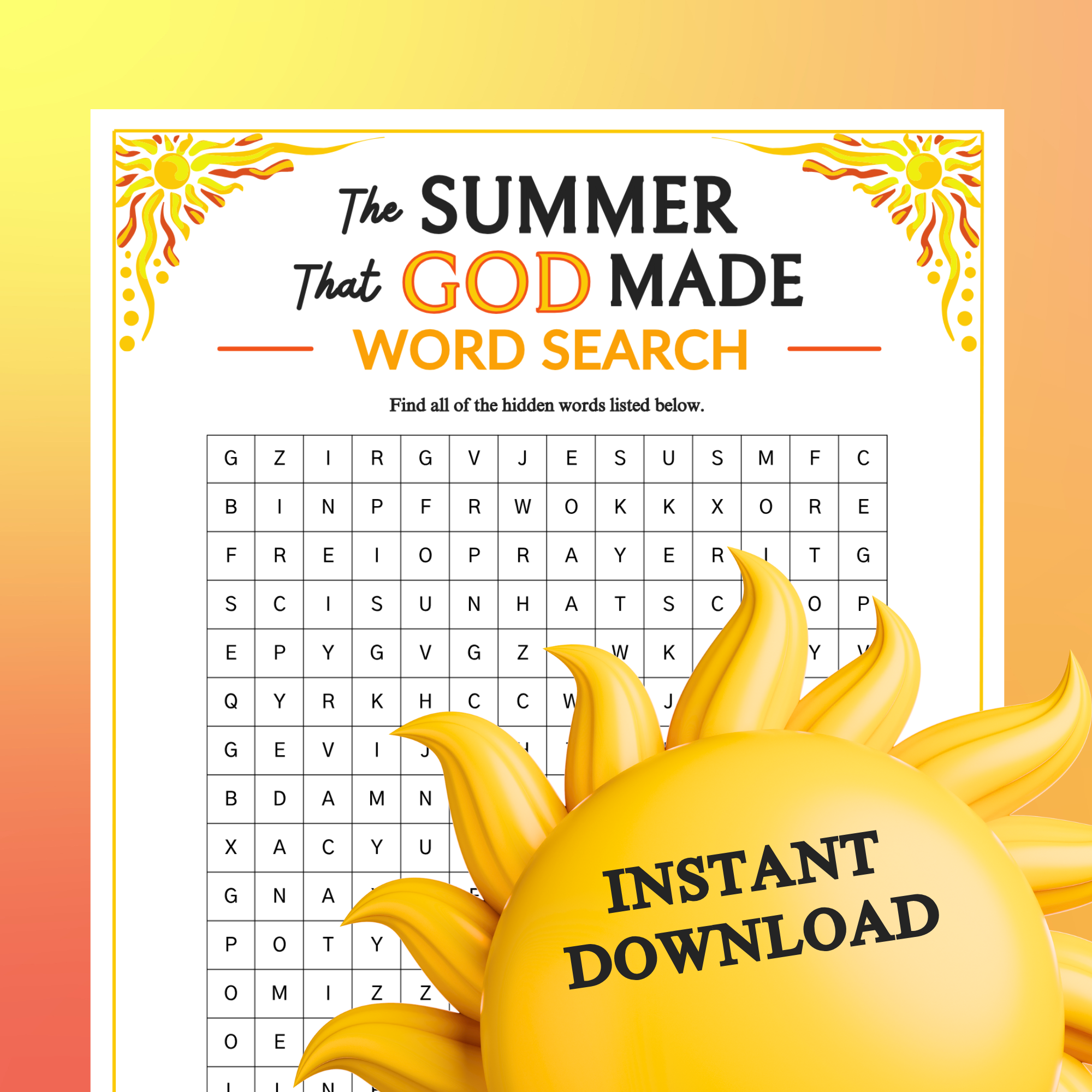 July 4th God Bless America Word Search Printable For Church Kids Teens Adults Sunday School Ministry Homeschool Bible Group Learning Activity Classful