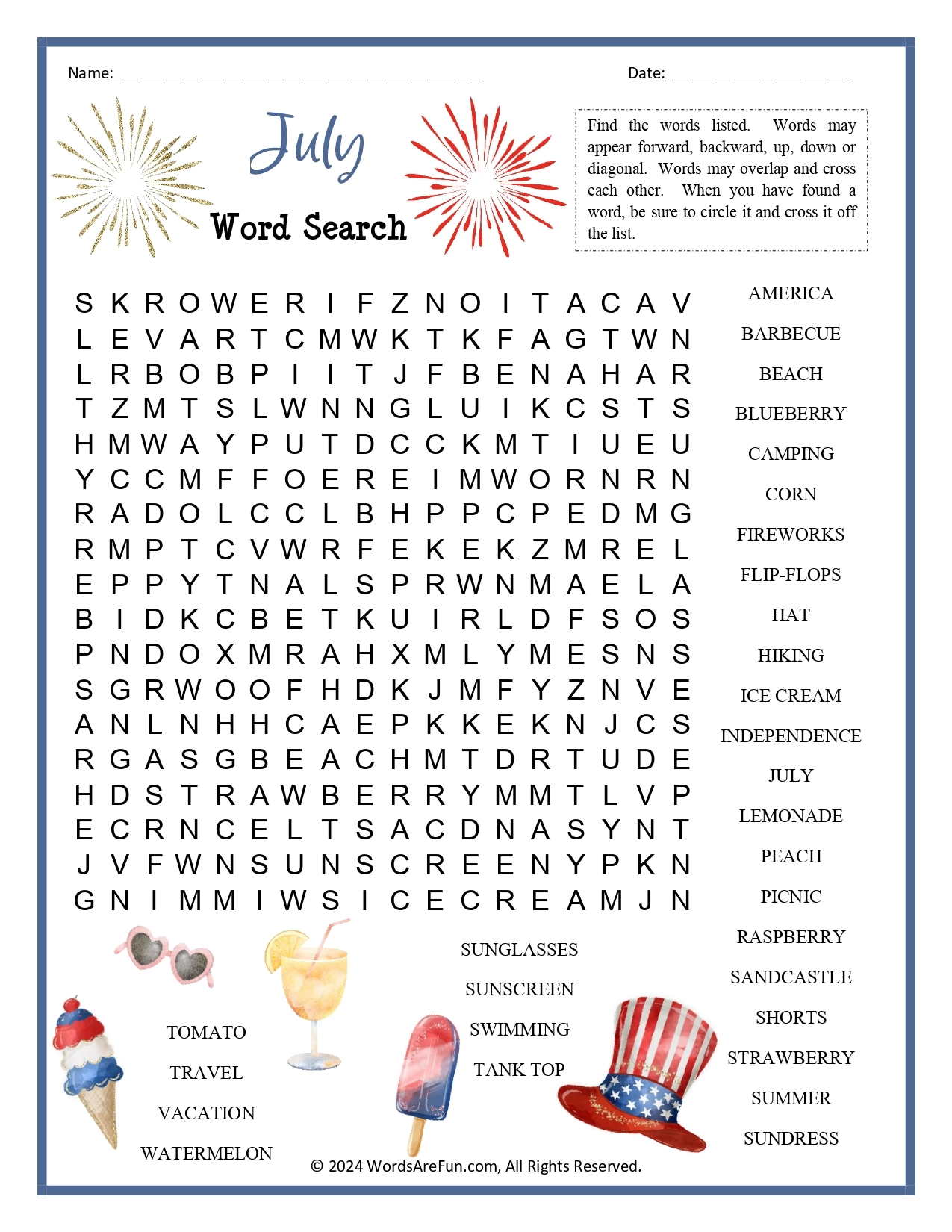 Printable Word Search On Bonfire Night